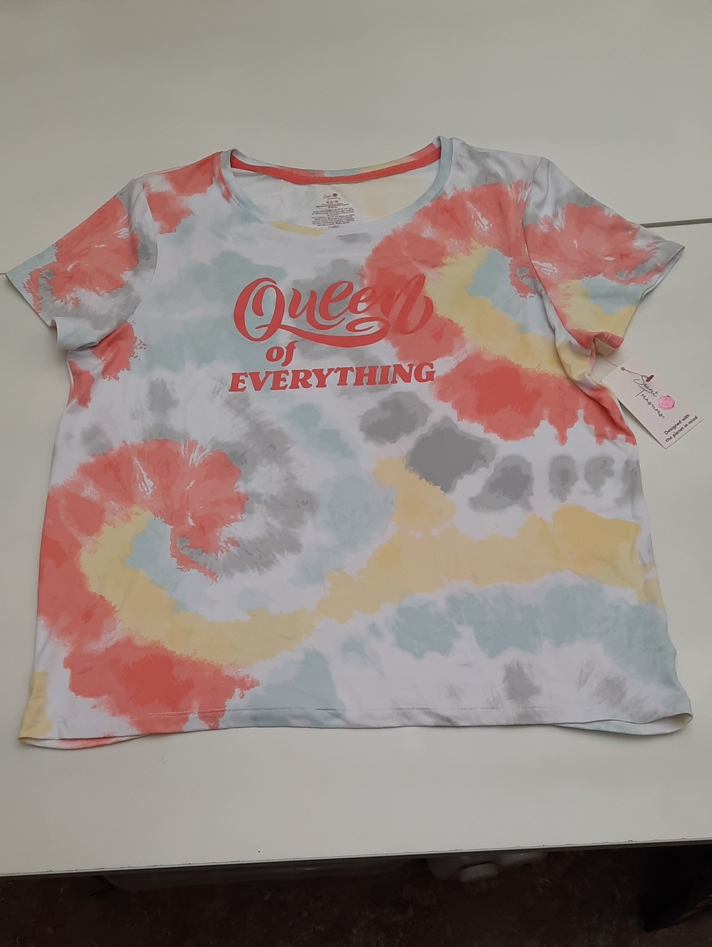 Secret Treasures Pink Tie Dye Printed T-shirt - Size M - "Queen Of Everything"